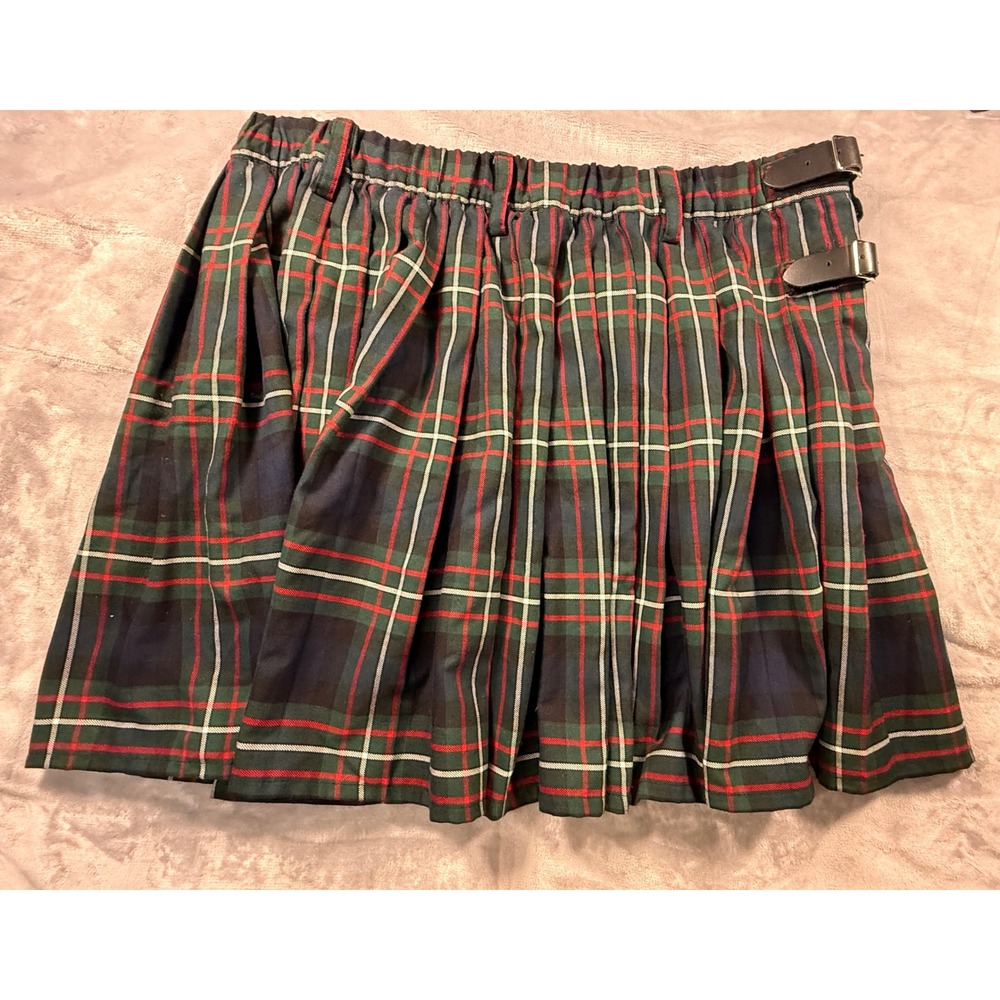 Sport Kilt Mens XXL Green Plaid Highland Games Kilt with Leather Buckles - Picture 2 of 8